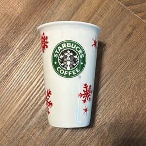 Starbucks Festive Cup - White with Red Snowflakes